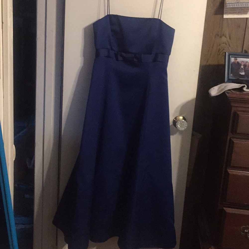 David’s Bridal blue A-line bridal dress